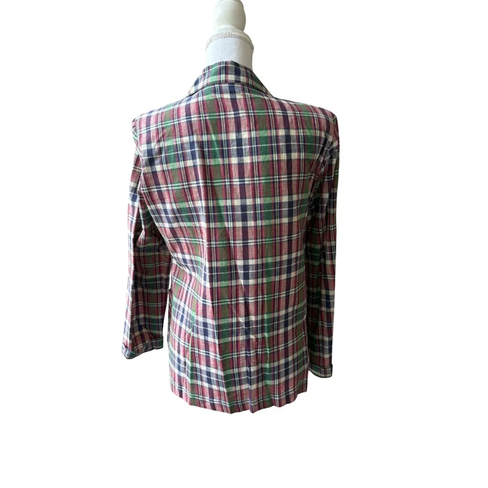 Vintage Chaus Plaid Blazer Jacket Womens Small Multicolor Preppy